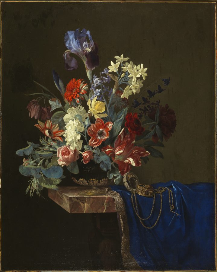 Willem van Aelst, Still Life with Flowers on Marble Ledge, 1652, oil on canvas, Galleria Palatina, Florence