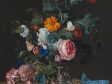 Willem van Aelst, Flower Still Life with a Timepiece, 1663, oil on canvas, Mauritshuis, The Hague