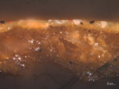 Cross-section (SK-C-5 RCE1480) from Rembrandt van Rijn, The Night Watch (fig. 4), from the face of Sergeant Reijer Jansz Engelen at the far left