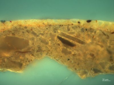 Cross-section (SK-C-5 RCE1480), Rembrandt van Rijn, The Night Watch (fig. 4), from the face of Sergeant Reijer Jansz Engelen at the far left,