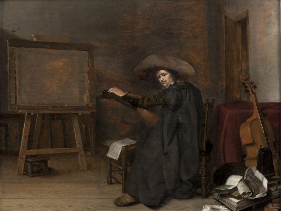 Pieter Jacobs Codde, A Painter in His Studio, Tuning a Lute, oil on panel, Courtesy of Koetser Gallery, Zurich