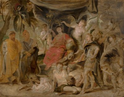 Peter Paul Rubens, The Triumph of Rome: The Youthful Emperor Constantine Honoring Rome, ca. 1622–1623, oil on panel, Mauritshuis, The Hague