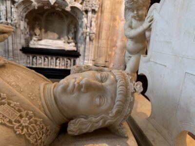 Fig. 19 - Conrat Meit, Head of the Upper Effigy from the Tomb of Philibert II of Savoy, 1528–1531, Carrara marble, Monastère royal de Brou, Bourg-en-Bresse
