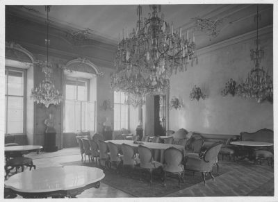 Fig. 50- View of the marble hall in the Clam-Gallas Palace in Prague showing portrait busts of Margaret of Austria (fig. 3), Charles V, and William V