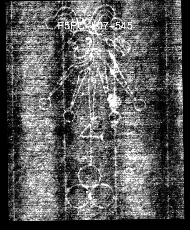 Overlay GIF of marked watermark Laurentius Watermarks entry 545 and marked watermark of Foolscap with Five-Pointed Collar H.b.b from Dietz Dataset entry EH 026096