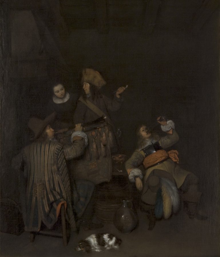 Fig. 106 - Caspar Netscher, The Guardroom, 1658, oil on panel, Philadelphia Museum of Art, Philadelphia