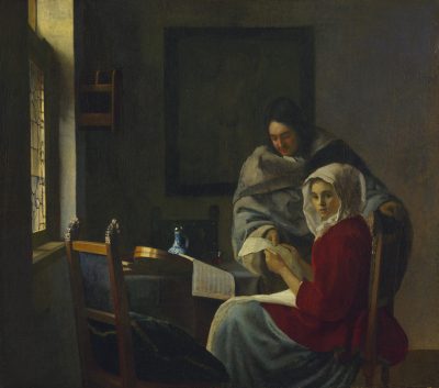 Fig. 2 - Johannes Vermeer, A Woman Interrupted at Her Music, ca. 1660–1662, oil on canvas, The Frick Collection, New York
