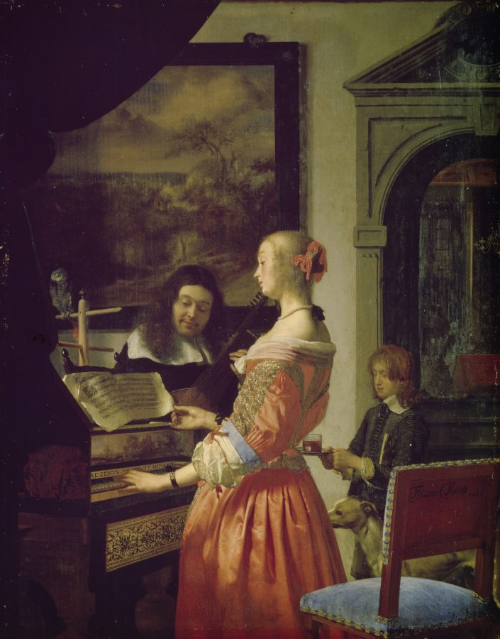 Fig. 43 - Frans van Mieris, The Duet, 1658, oil on panel, Staatliches Museen Schwerin