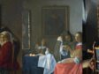 Fig. 49 - Left: Vermeer, Girl Interrupted at Her Music (fig. 2), detail of relationship between table and painting. Center: Vermeer, A Woman with a Wineglass (fig. 3), detail of relationship between table and painting. Right: Unidentified artist, The Glass of Wine (fig. 1), detail of relationship between table and painting