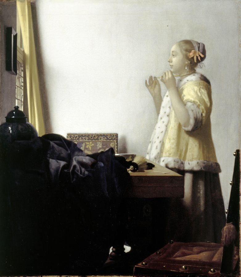 Fig. 50 - Johannes Vermeer, A Woman with a Pearl Necklace, ca. 1662–1664, oil on canvas, Staatliche Museen zu Berlin, Gemäldegalerie