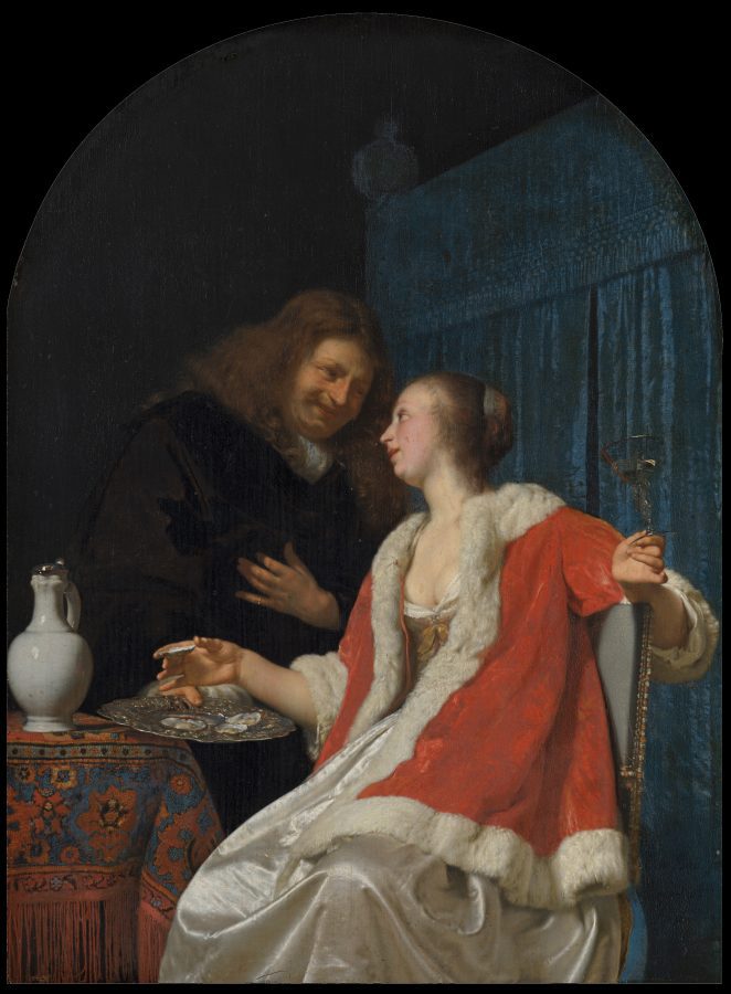 Fig. 55 - Frans van Mieris, The Oyster Meal, 1661, oil on panel, Mauritshuis, The Hague