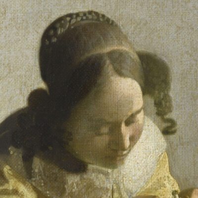 Fig 64 - Vermeer, The Lacemaker (fig. 63), detail of woman’s head