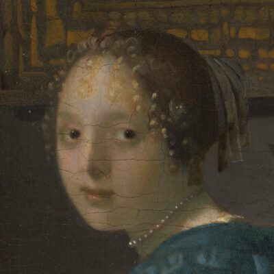 Fig. 66 - Vermeer, A Woman Seated at a Virginal (fig. 65), detail of woman’s head