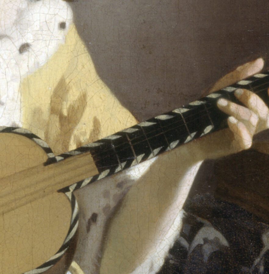 Fig. 77 - Vermeer, The Guitar Player (fig. 67), detail of neck of guitar