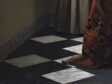 Fig. 79- Vermeer, A Woman Writing a Letter, with Her Maid (fig. 70), detail of marble floor