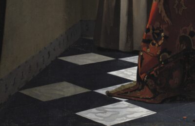 Fig. 79- Vermeer, A Woman Writing a Letter, with Her Maid (fig. 70), detail of marble floor