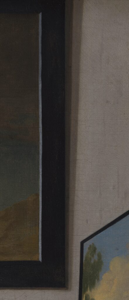 Fig. 89 - Vermeer, A Woman Standing at a Virginal (fig. 88), detail of picture frame