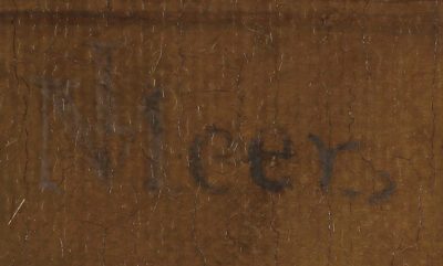 Fig. 96 - Vermeer, The Geographer (fig. 60), detail of signature