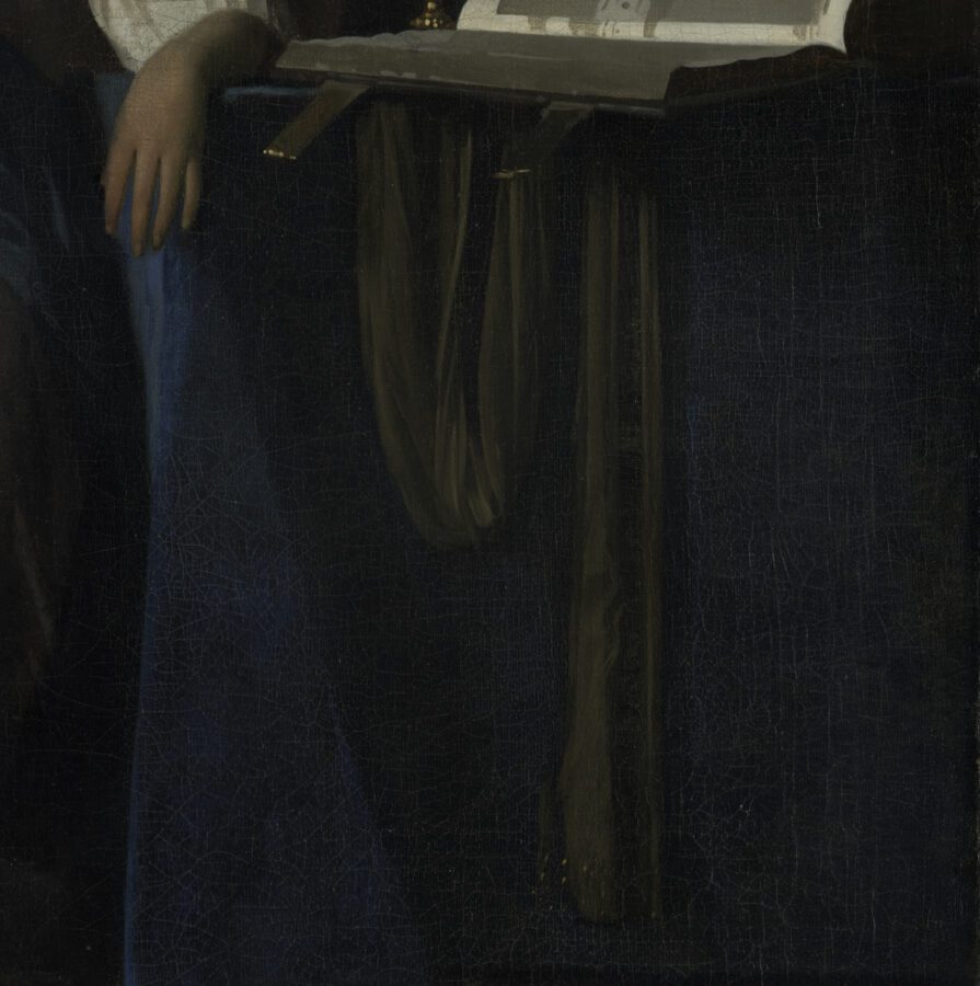 Fig. 98 - Vermeer, The Allegory of the Catholic Faith (fig. 92), detail of scarf on table