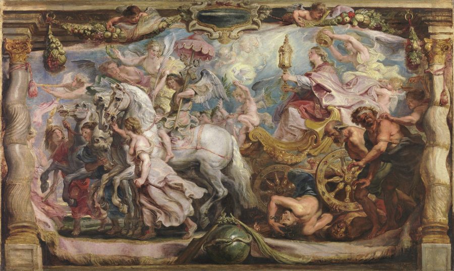 Fig. 1 - Peter Paul Rubens, Triumph of the Church Through the Eucharist, ca. 1625, oil on panel, 63.5 × 105 cm. Museo del Prado, Madrid