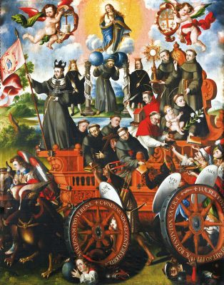 Fig. 10 - Leonardo Flores (active ca. 1680–ca. 1710), Triumph of the Immaculate Virgin, ca. 1680s, oil on canvas, Iglesia de San Francisco, La Paz, Bolivia