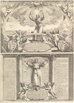 Fig. 12 - Stefano della Bella, Thesis Sheet Featuring Francis Solano, 1639, etching, The Metropolitan Museum of Art, New York