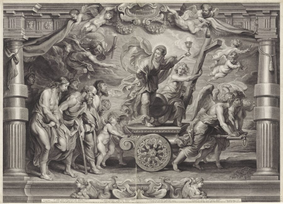 Fig. 4 - Schelte à Bolswert and Nicolas Lauwers, Triumph of the Church Through the Eucharist, ca. 1650, engraving, 129.4 x 90 cm. Rijksmuseum, Amsterdam