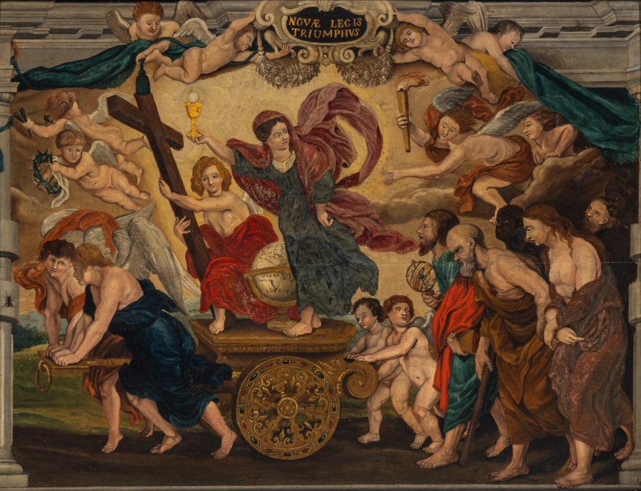 Fig. 6 - Unknown Flemish artist, <em>Triumph of the Faith</em>, 17th century, oil on panel, 60 × 80 cm. Private collection