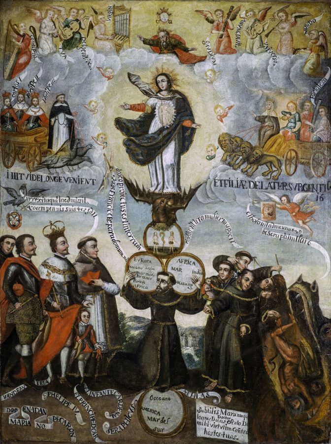 Fig 9 - Unknown Peruvian Artist, Franciscan Allegory in Honor of the Immaculate Conception, late 17th or early 18th century, oil on canvas, Thoma Foundation, Chicago